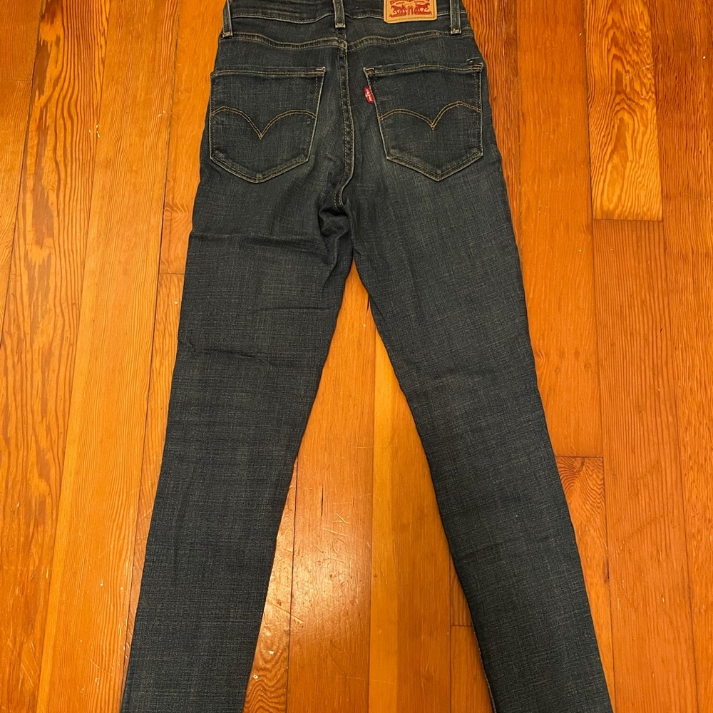 LEVIS 721 HIGH RISE SKINNY WOMENS DENIM BLUE JEANS HEMMED 24 - Picture 7 of 15